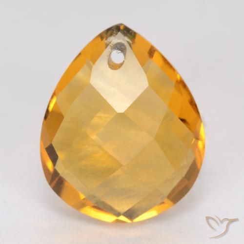 3.84ct طبيعي ذهبى-برتقالى فاتح-متوسط سيترين, شكل الكمثرى, VVS-VS