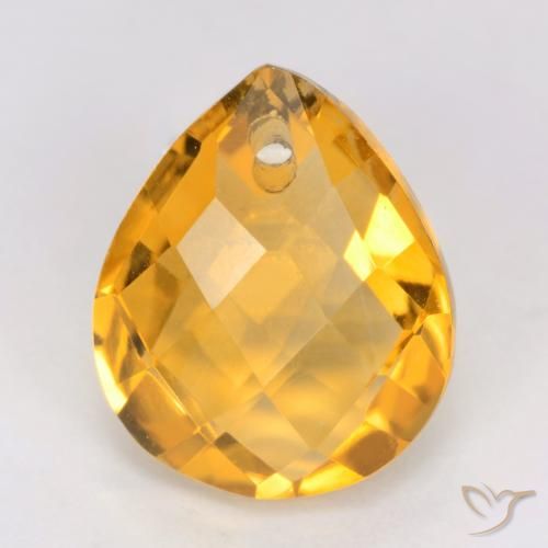 3.76ct طبيعي ذهبى-برتقالى فاتح-متوسط سيترين, شكل الكمثرى, VVS-VS