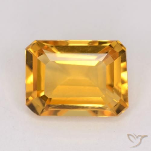 1.32ct طبيعي ذهبى-برتقالى سيترين, قص الزمرد, VVS-VS