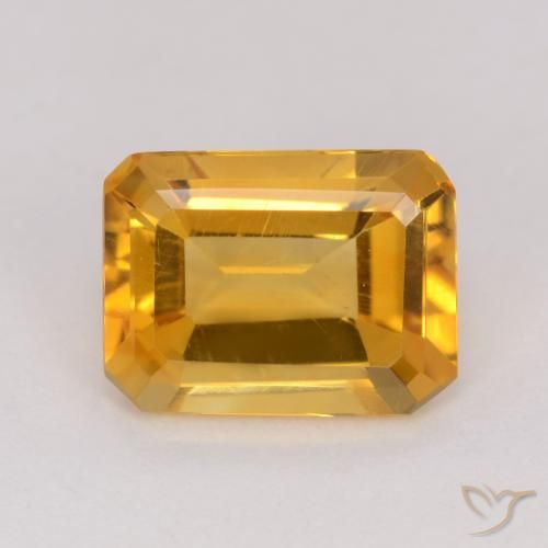 1.20ct طبيعي برتقالى ذهبى غامق سيترين, قص الزمرد, VVS-VS