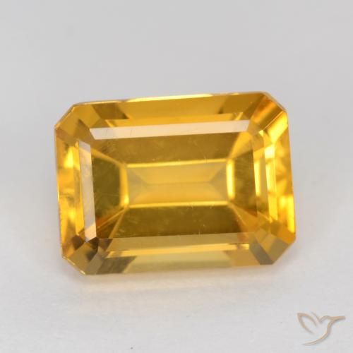 1.37ct طبيعي ذهبى-برتقالى سيترين, قص الزمرد, VVS-VS