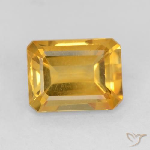 1.57ct طبيعي ذهبى-برتقالى سيترين, قص الزمرد, VVS-VS