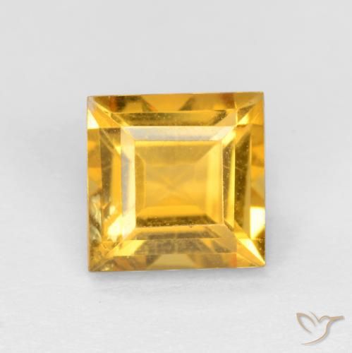 1.67ct طبيعي ذهبى متوسط سيترين, مربع, قليلا جدا