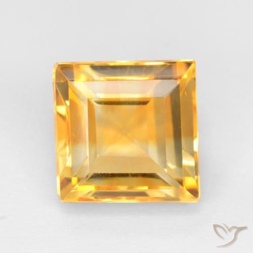 3.69ct طبيعي ذهبى-برتقالى فاتح-متوسط سيترين, مربع, قليلا جدا