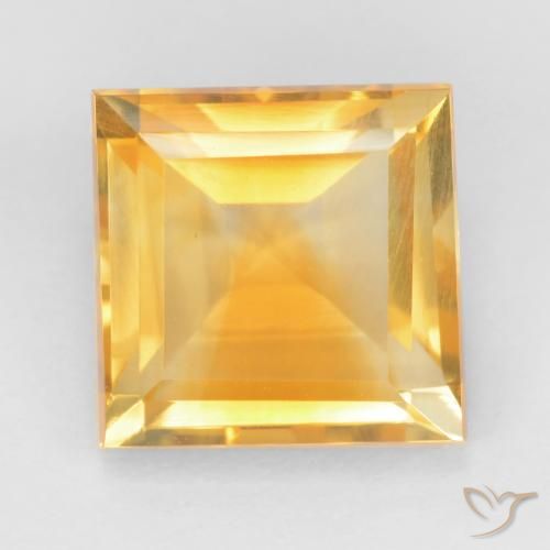 3.27ct طبيعي ذهبى-برتقالى سيترين, مربع, قليلا جدا