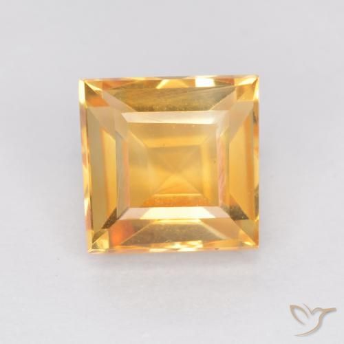 1.14ct طبيعي ذهبى-برتقالى سيترين, مربع, قليلا جدا