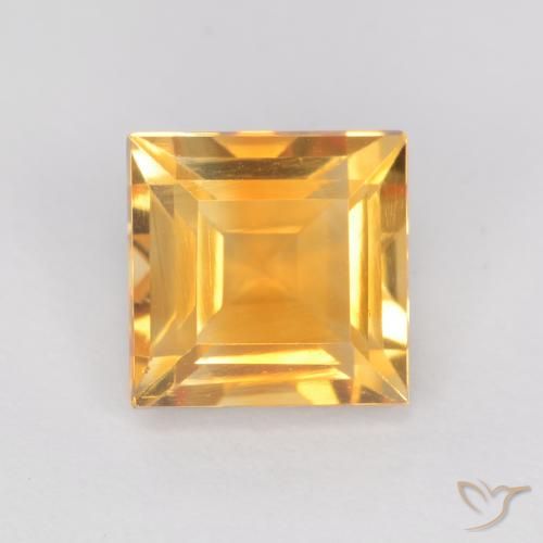 1.05ct طبيعي ذهبى-برتقالى فاتح-متوسط سيترين, مربع, قليلا جدا