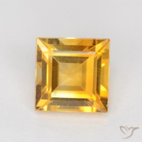 0.95ct طبيعي برتقالى ذهبى غامق سيترين, مربع, قليلا جدا