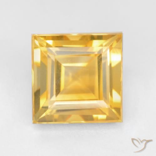 3.66ct طبيعي ذهبى لامع سيترين, مربع, قليلا جدا