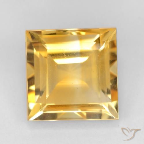 3.43ct طبيعي ذهبى لامع سيترين, مربع, قليلا جدا