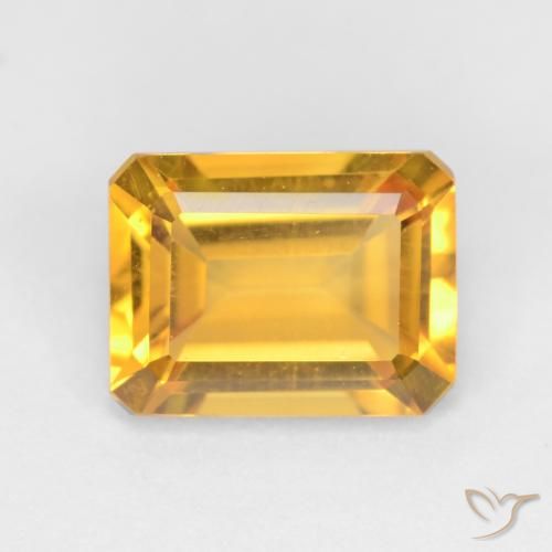 1.54ct طبيعي ذهبى متوسط سيترين, قص الزمرد, VVS-VS