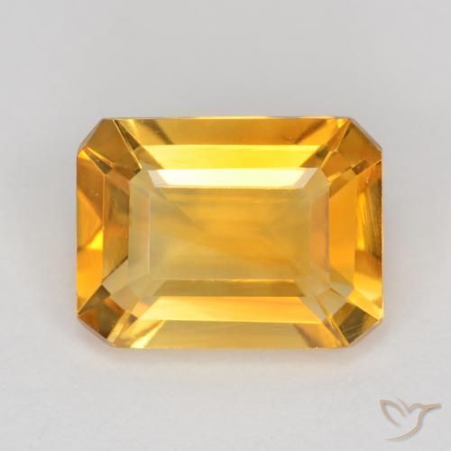1.45ct طبيعي برتقالى ذهبى غامق سيترين, قص الزمرد, قليلا جدا