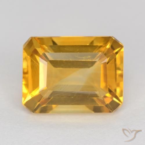 1.57ct طبيعي برتقالى ذهبى غامق سيترين, قص الزمرد, قليلا جدا