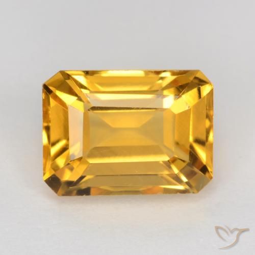 1.67ct طبيعي برتقالى ذهبى غامق سيترين, قص الزمرد, قليلا جدا