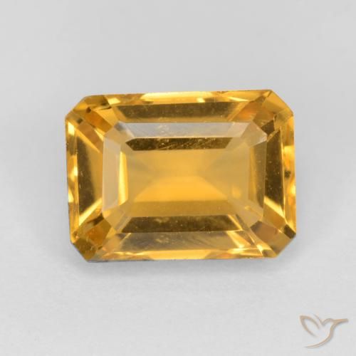 1.58ct طبيعي برتقالى ذهبى غامق سيترين, قص الزمرد, VVS-VS