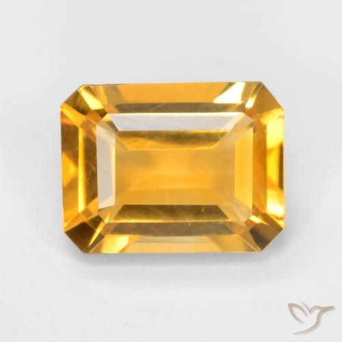 1.58ct طبيعي برتقالى ذهبى غامق سيترين, قص الزمرد, VVS-VS