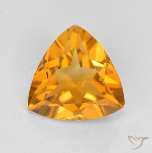0.93ct طبيعي ذهبى-برتقالى غامق سيترين, مثلثى, قليلا جدا