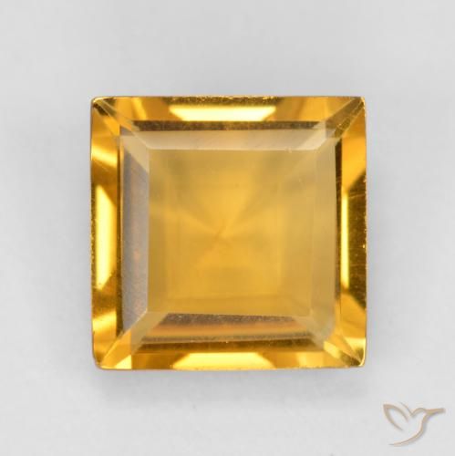 1.48ct طبيعي ذهبى-برتقالى سيترين, مربع, قليلا جدا