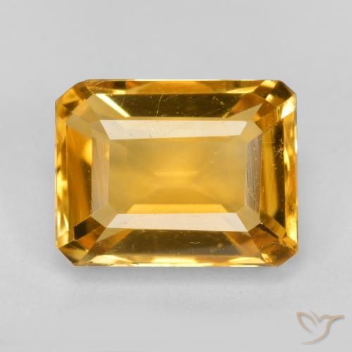 1.63ct طبيعي ذهبى-برتقالى سيترين, قص الزمرد, قليلا جدا