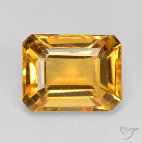 1.66ct طبيعي ذهبى-برتقالى متوسط سيترين, قص الزمرد, قليلا جدا