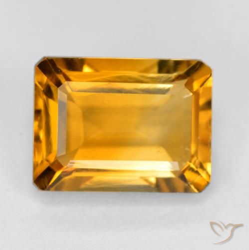 1.67ct طبيعي ذهبى-برتقالى سيترين, قص الزمرد, قليلا جدا