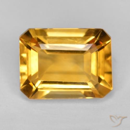 1.55ct طبيعي ذهبى-برتقالى متوسط سيترين, قص الزمرد, قليلا جدا