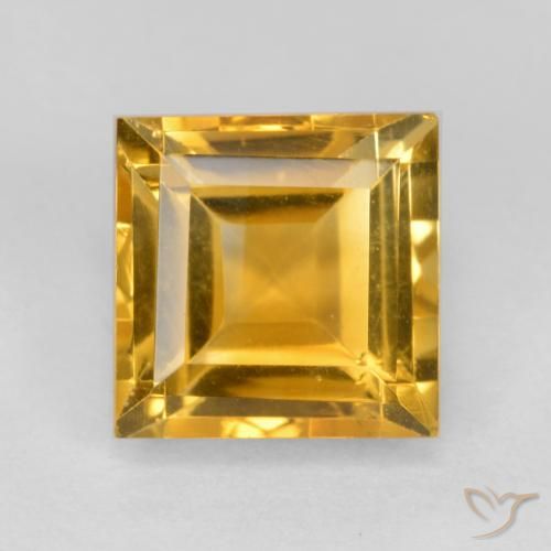 1.98ct طبيعي برتقالى ذهبى غامق سيترين, مربع, قليلا جدا