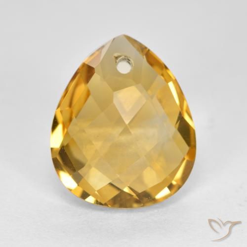 3.69ct طبيعي ذهبى داكن-متوسط سيترين, شكل الكمثرى, VVS-VS