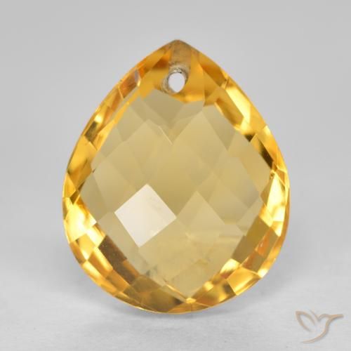 3.82ct طبيعي ذهبى داكن-متوسط سيترين, شكل الكمثرى, VVS-VS