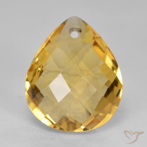 3.44ct طبيعي ذهبى داكن-متوسط سيترين, شكل الكمثرى, VVS-VS