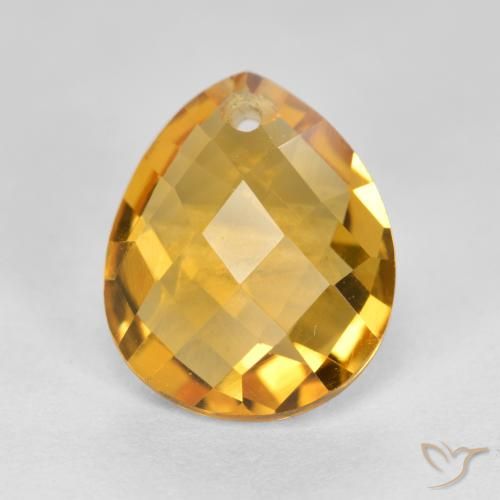 3.82ct طبيعي ذهبى-برتقالى سيترين, شكل الكمثرى, VVS-VS