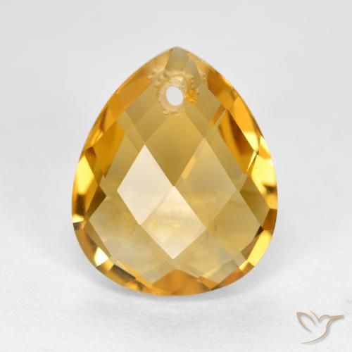 3.73ct طبيعي ذهبى داكن-متوسط سيترين, شكل الكمثرى, VVS-VS