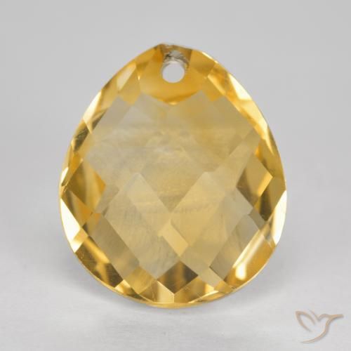 3.80ct طبيعي ذهبى داكن-متوسط سيترين, شكل الكمثرى, VVS-VS