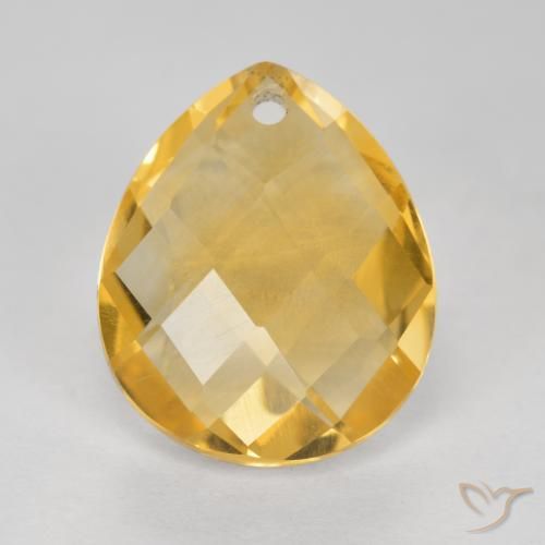 3.80ct طبيعي ذهبى داكن-متوسط سيترين, شكل الكمثرى, VVS-VS