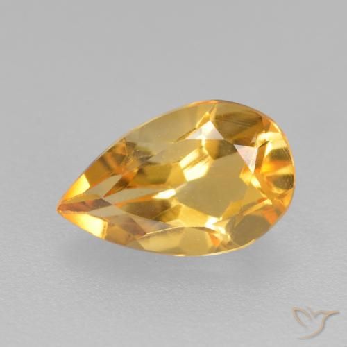 0.77ct طبيعي ذهبى داكن-متوسط سيترين, شكل الكمثرى, قليلا جدا