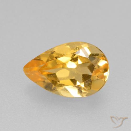 0.77ct طبيعي ذهبى داكن-متوسط سيترين, شكل الكمثرى, قليلا جدا