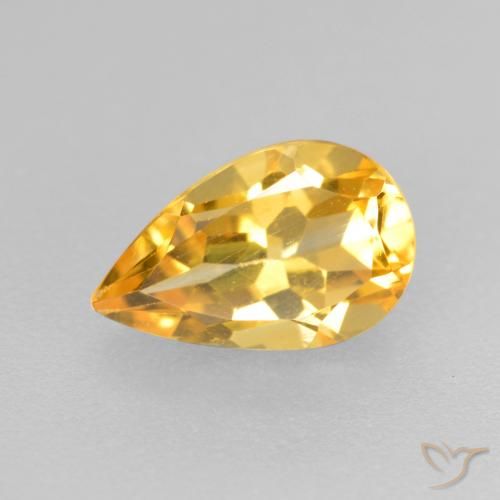 0.85ct طبيعي ذهبى متوسط سيترين, شكل الكمثرى, قليلا جدا