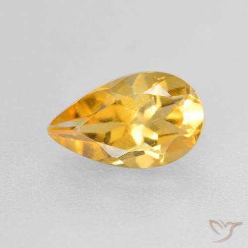 0.82ct طبيعي ذهبى متوسط سيترين, شكل الكمثرى, قليلا جدا