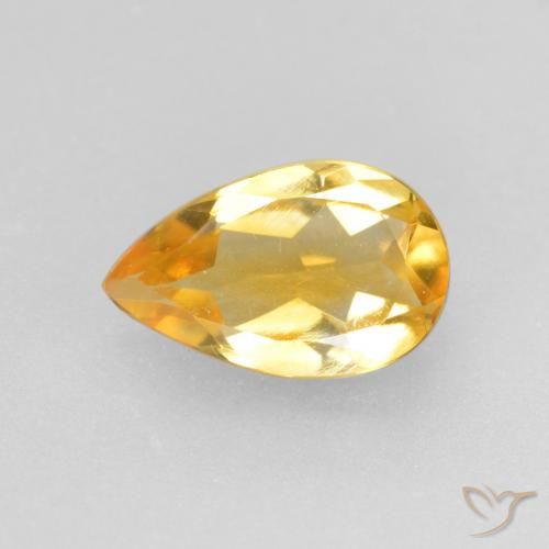 0.66ct طبيعي ذهبى ممتاز سيترين, شكل الكمثرى, قليلا جدا