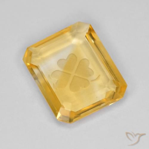 3.20ct طبيعي ذهبى لامع سيترين, قص الزمرد, شفاف