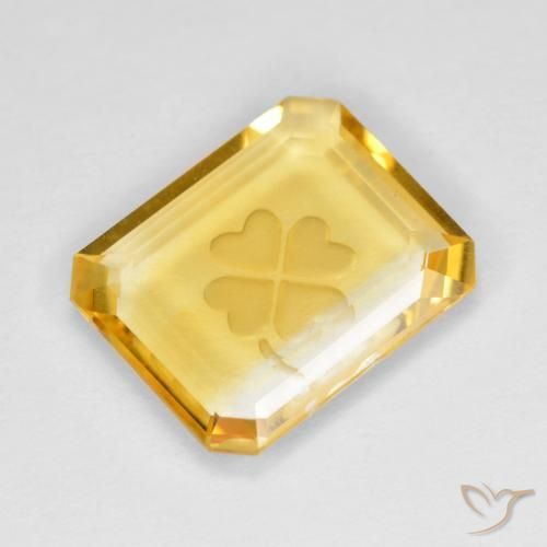 3.31ct طبيعي ذهبى متوسط سيترين, قص الزمرد, شفاف