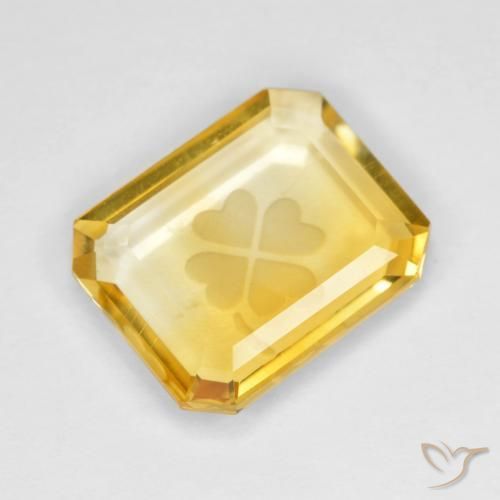 3.47ct طبيعي ذهبى متوسط سيترين, قص الزمرد, شفاف