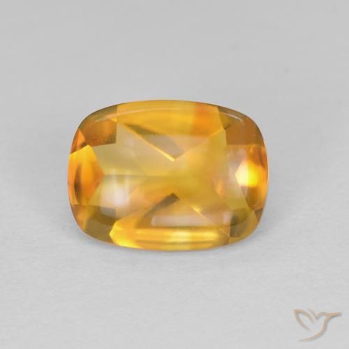 1.33ct طبيعي ذهبى-برتقالى سيترين, وسادة, شفاف