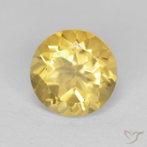 1.32ct طبيعي ذهبى فاتح سيترين, دائري, VVS