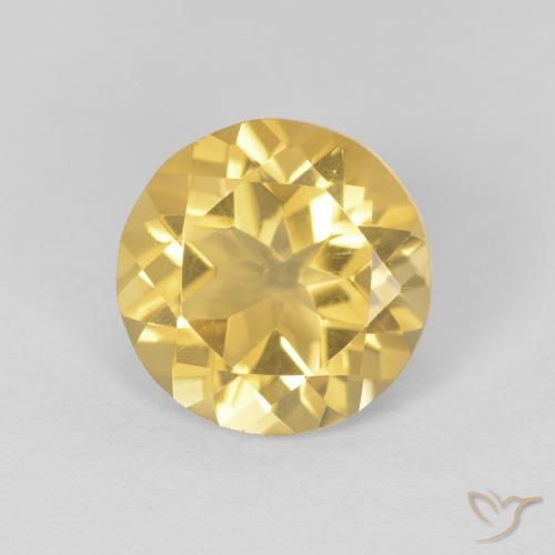 1.74ct طبيعي أصفر-ذهبى فاتح سيترين, دائري, VVS