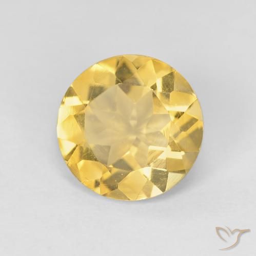 1.64ct طبيعي ذهبى متوسط سيترين, دائري, VVS