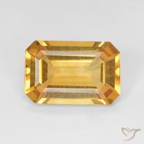 3.36ct طبيعي برتقالى ذهبى غامق سيترين, قص الزمرد, قليلا جدا