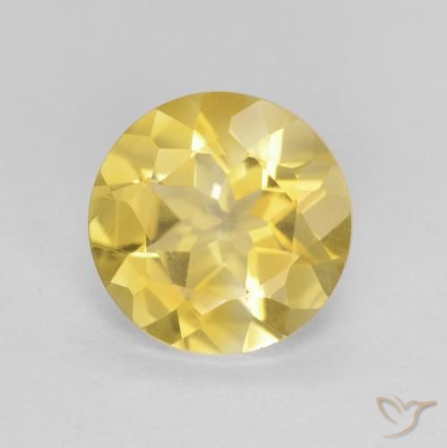 1.60ct طبيعي أصفر متوسط سيترين, دائري, VVS
