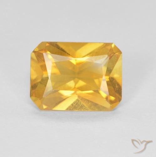 1.20ct طبيعي ذهبى لامع سيترين, قص الزمرد, VVS-VS