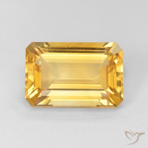 4.10ct طبيعي ذهبى لامع سيترين, قص الزمرد, VVS